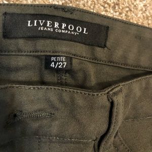 Petite Liverpool Army Green crop pant